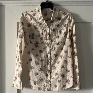 Target White Floral Button-Down Shirt